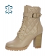 Bége quilted boots on a thick heel 8156-B334