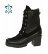 Black ankle boots with a 3D pattern on a thick black heel K2174