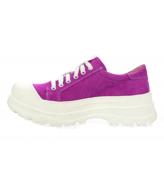 fuchsia sneakers made of brushed leather on a high sports sole AGA DTE3298