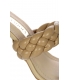 Brown leather braided slippers on an elegant DSL2299 heel