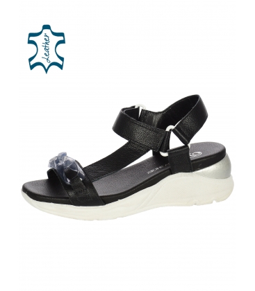 Black sandals on a sports sole with intertwined decoration 2362