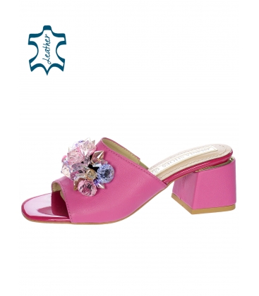 Deep pink heeled shoes with DSL2312 decoration