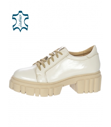 Beige shiny sneakers with gold strap OLIVIA DTE3502