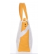 Large white-orange handbag with a pattern and gold ANDREA applications