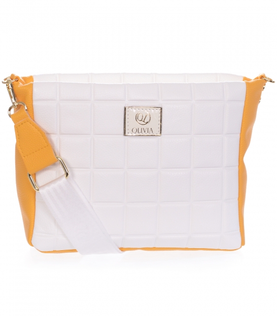 White-orange smaller handbag with a pattern WANDA