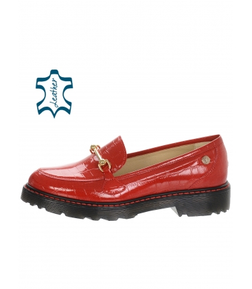 Red low shoes with step pattern 1821
