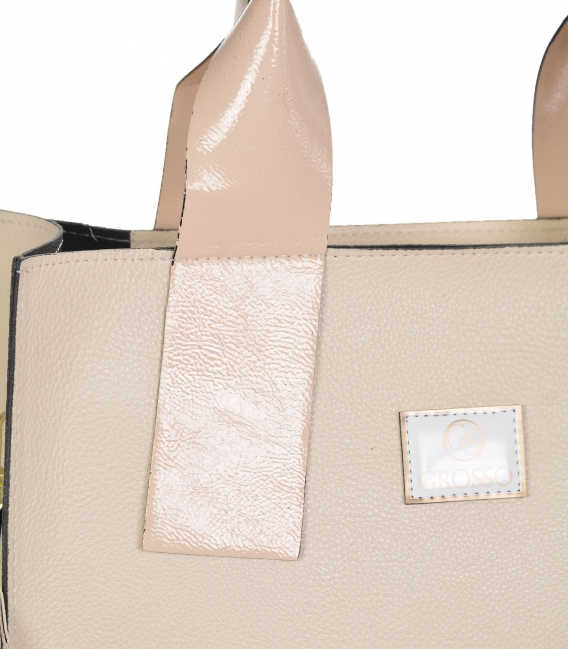 Bege larger square shopper handbag Grosso 11b014 Pearl