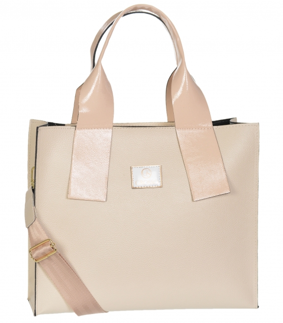 Bege larger square shopper handbag Grosso 11b014 Pearl
