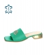 Green leather slippers with OL 2391 decoration