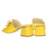 Yellow heeled shoes with DSL2312 decoration
