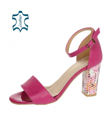Fuxia sandals with floral heel DSA2050