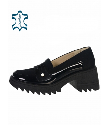 Black leather simple low shoes DLO2336