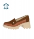 Brown leather simple low shoes DLO2336