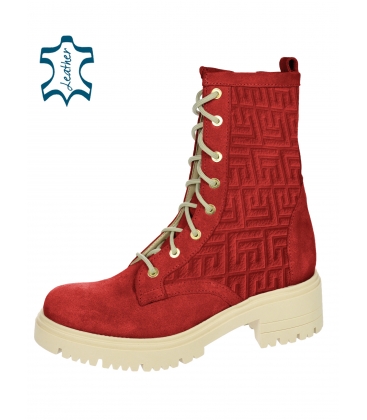 Red worker boots from brushed leather DKO2326/1