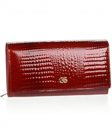 Women's red lacquered elegant wallet with PN20 Red print