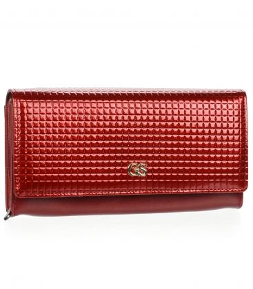 Women's red lacquered wallet with GROSSO KML RED logo