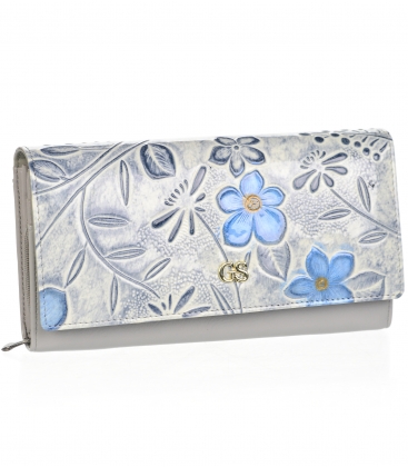 Women's gray wallet with flowers