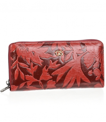 Women's burgundy red patterned wallet with GROSSO logo