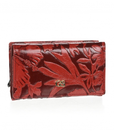Women's smaller burgundy red patterned wallet with GROSSO logo