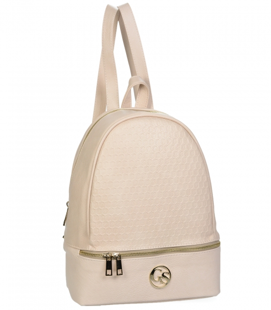 Beige backpack with gold zippers AMANDA
