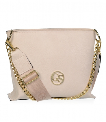 Beige crossbody handbag with gold chain and Grosso strap KAREN