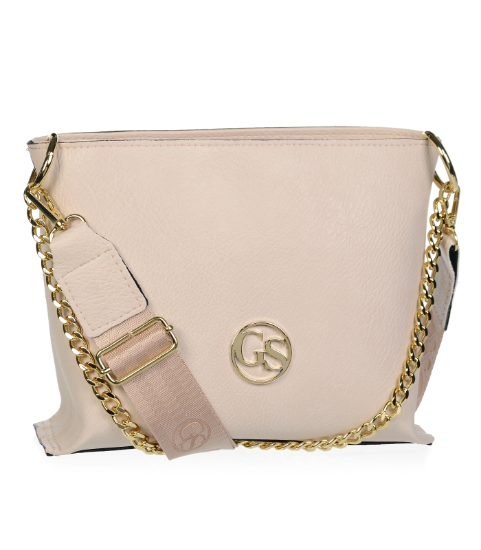 Beige crossbody handbag with gold chain and Grosso strap KAREN | OLIVIA  SHOES