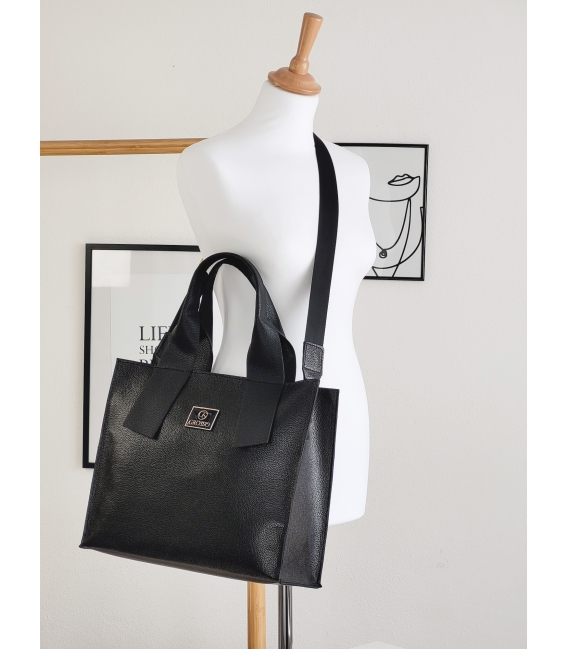 Black larger square shoper handbag REGINA