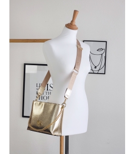 Gold crossbody handbag with gold chain and Grosso strap KAREN