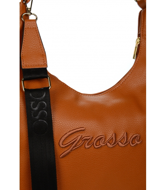 Cognac larger elegant handbag AISHA