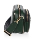 Small dark green crossbody handbag with golden zippers GRETA