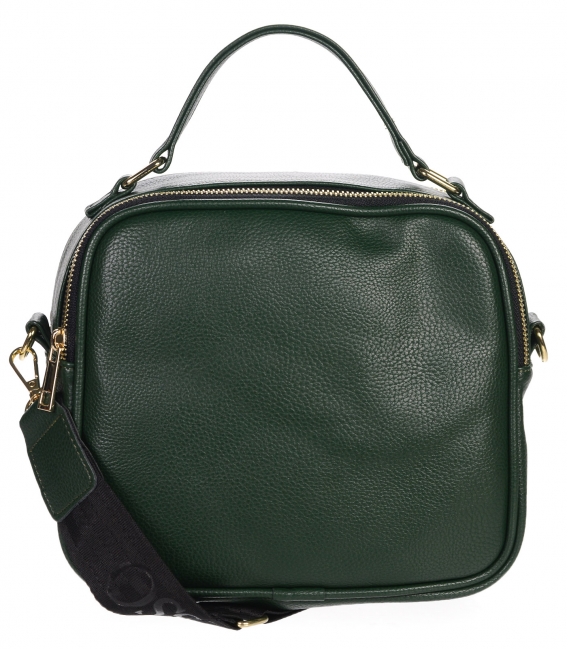 Green square crossbody bag with gold NICOL applications