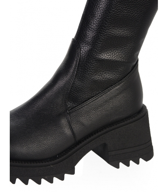 Black comfortable boots with elastic saree DKO2356