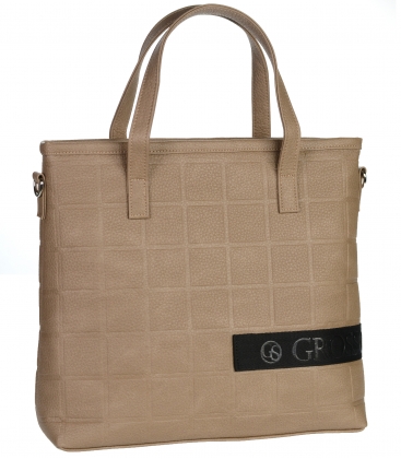 Brown handbag with Eden light brown pattern