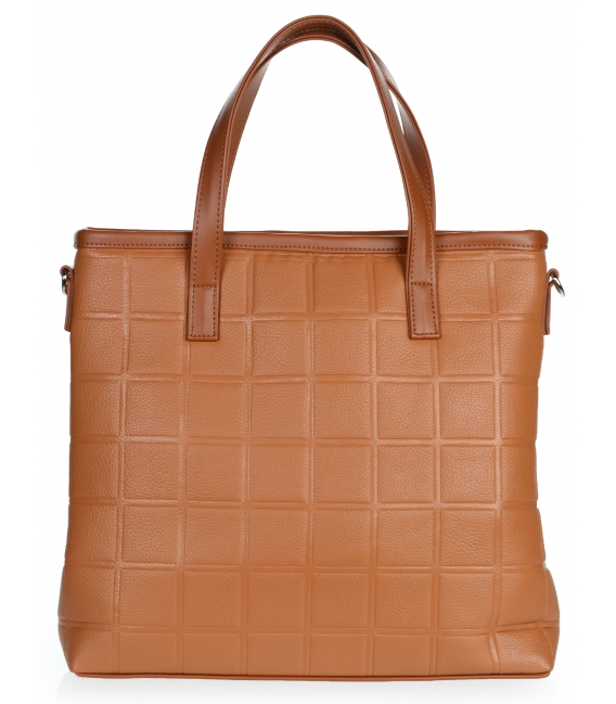 Cognac handbag with Eden ore pattern