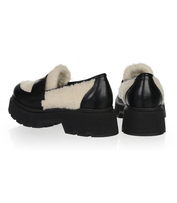 Black ankle boots with beige fur on the sole Amalfi DBA5100