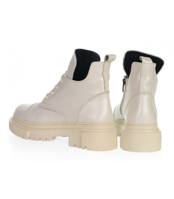 Pale beige ankle boots with gold logo OLIVIA DKO5004