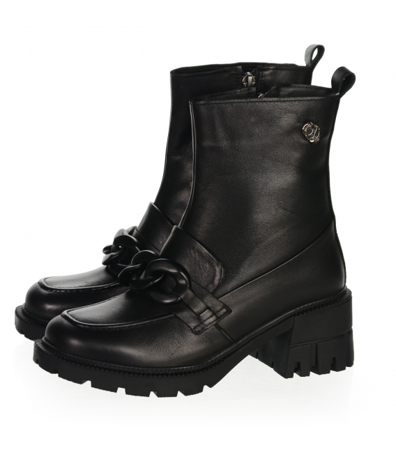 Black ankle boots with black decoration 10198
