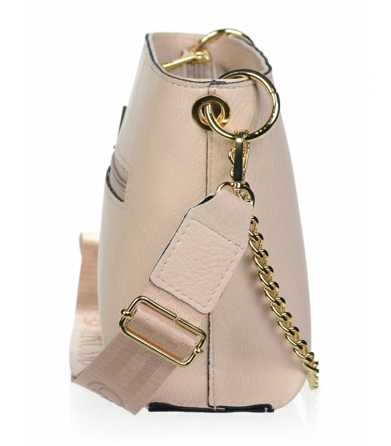 Discounted set of beige ankle boots with buckle K1657 + karen handbag