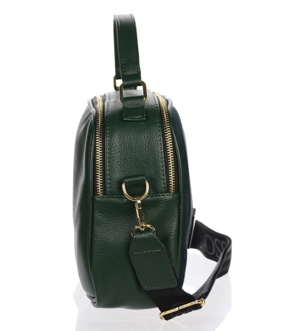 Discounted set of dark green half shoes made of brushed leather DLO2336 + Nicol handbag