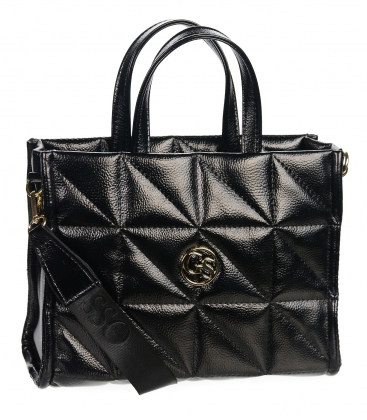 Smaller black elegant handbag with stitching NATALIA