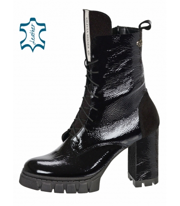 Black high-heeled ankle boots 1660-black naplak+wel