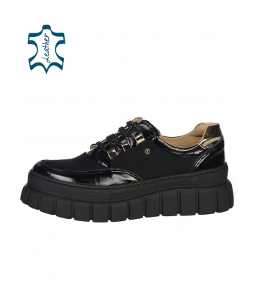 Black leather sneakers with gold heel - DTE2118 ZUMA