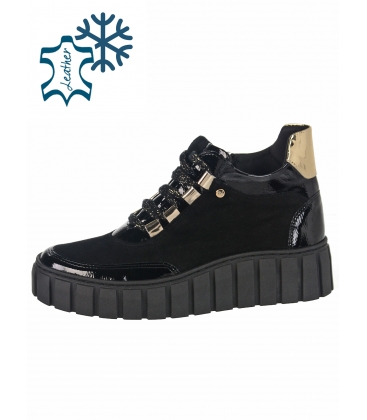 Black and gold upper sneakers on a black sole ROSELLA 3018