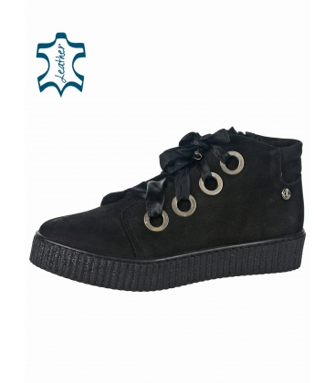Black sneakers made of brushed leather 002