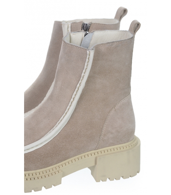 Beige ankle boots with white trim 5001