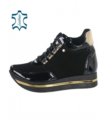 Black and gold insulated ankle sneakers - 3018 KARLA