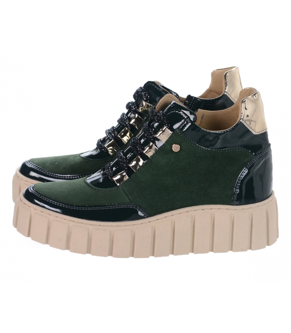 Green and gold higher sneakers on a beige sole ROSELLA 3018
