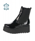 Black shiny platform ankle boots K1658
