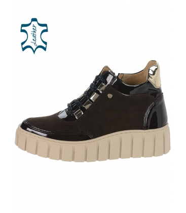 Chocolate brown insulated ankle sneakers - 3018 ROSELLA