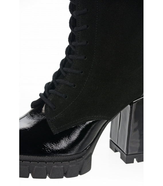 Black pattent leather ankle boots on a high heel 1660